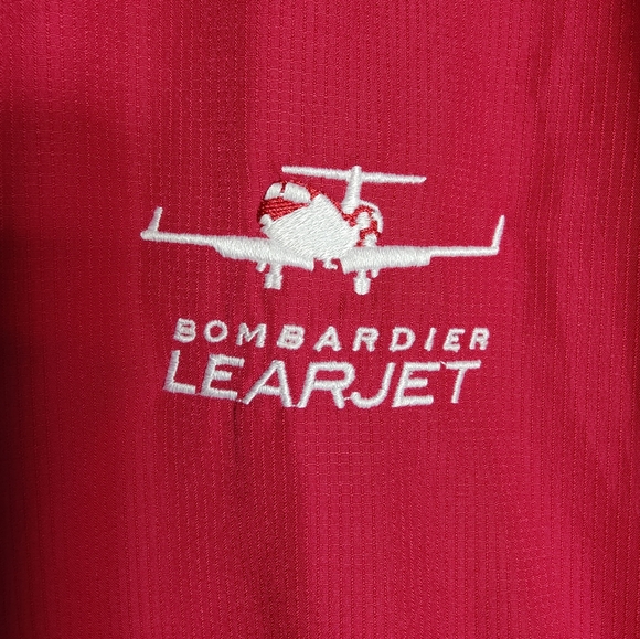 Bombardier Learjet Windbreaker Flight Jacket, Red/Navy Insets, Size XL - Picture 3 of 9